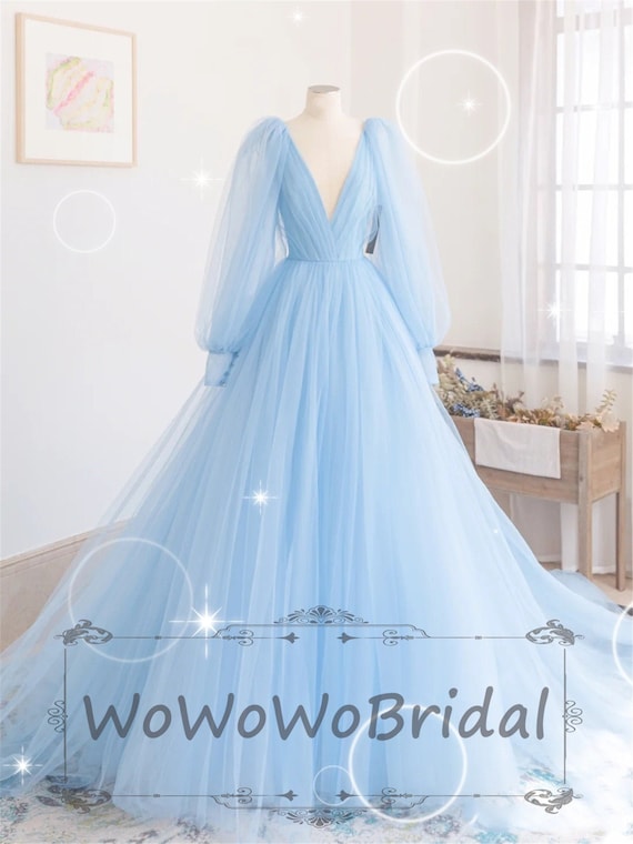 Light blue beach on sale wedding dress