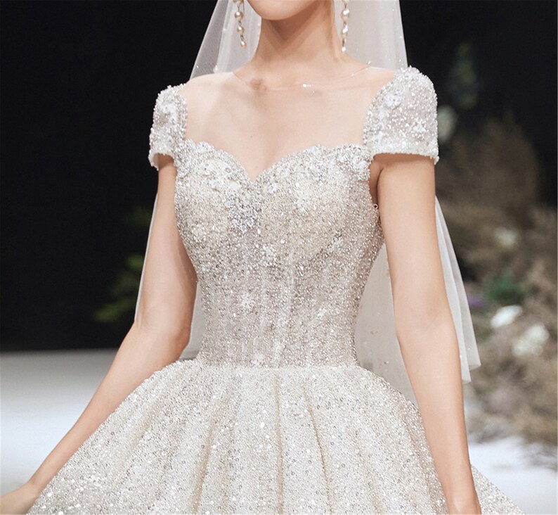 Starry Bridal Wedding Dress Crystal Beading Bridal Ball Gown Etsy