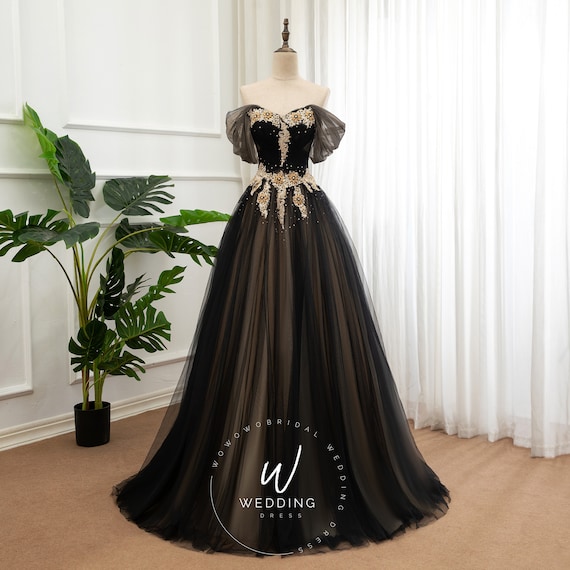 Vestido de graduación negro vestido de novia diamantes de - España
