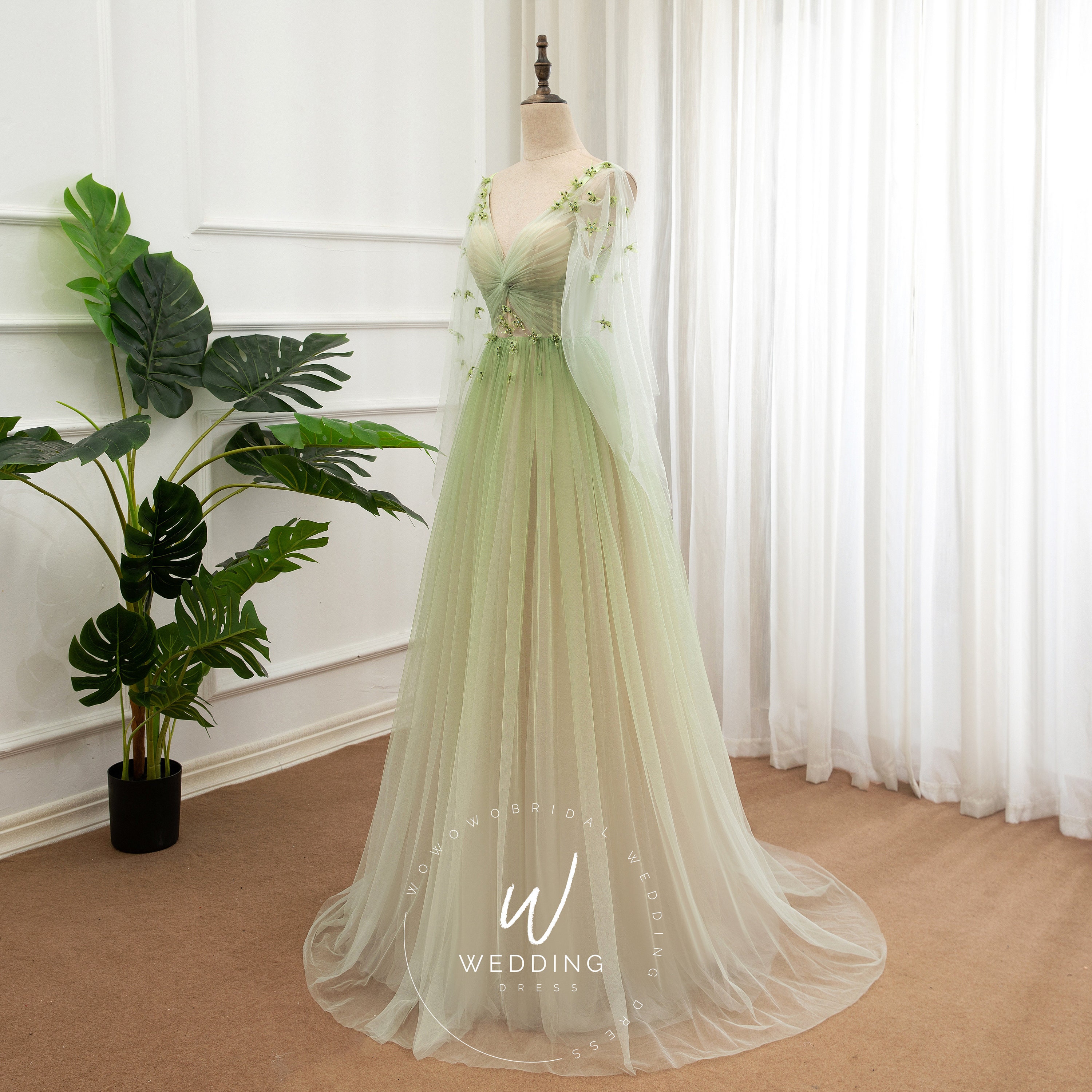 Gradient Green Prom Dress Dreamy Party 