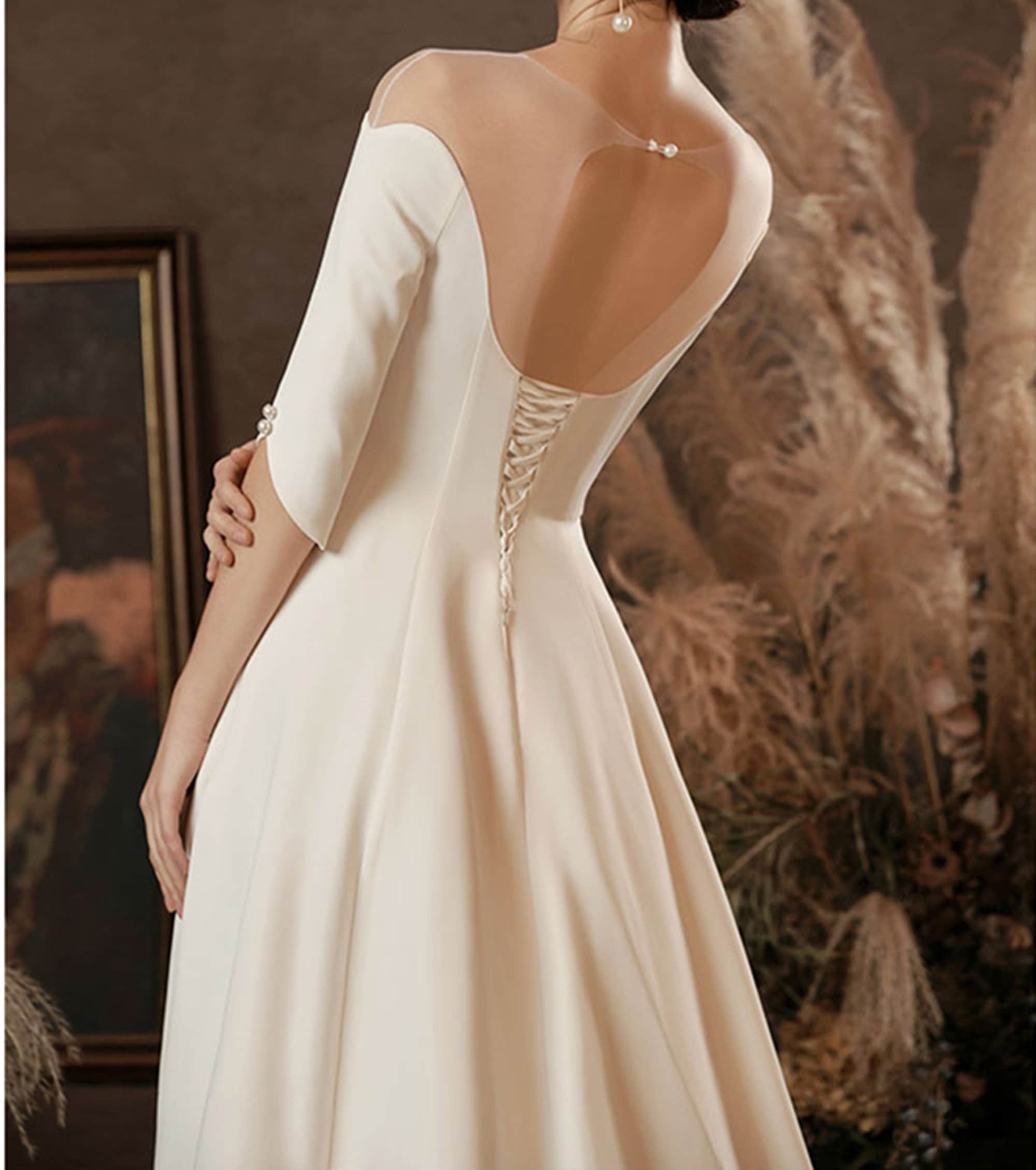 Ivory Bridal Wedding Dress off Shoulder Satin Wedding Dress Etsy