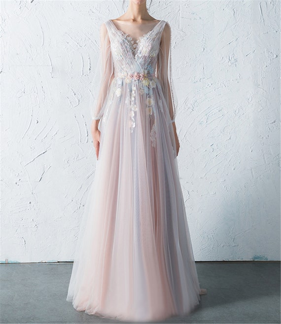 White dress with blue and hotsell pink flowers