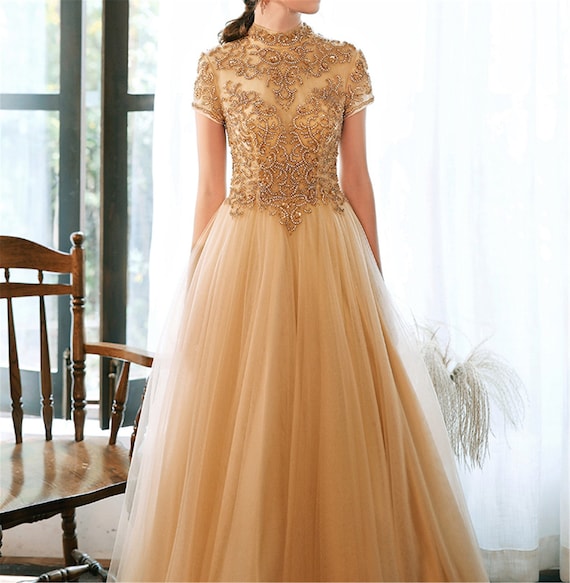 Vestido de fiesta dorado Vestido de noche de lujo Elegante - Etsy México Vestido de fiesta dorado Vestido de noche de lujo Elegante - Etsy México