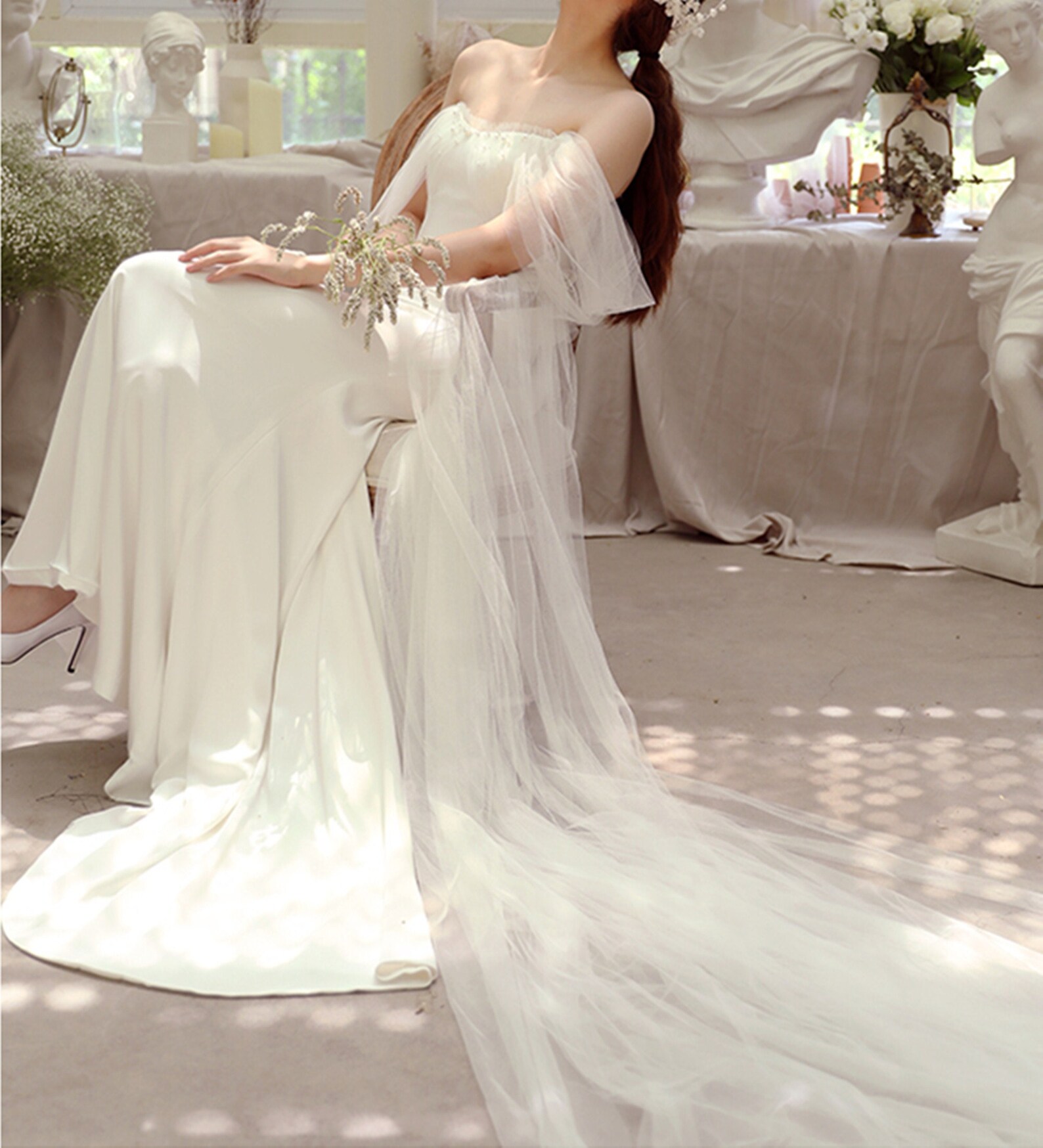 Ivory Mermaid Wedding Dress Minimalist Satin Bridal Gown off | Etsy