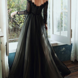 Gothic Prom Dress Black Vintage Evening Dress off Shoulder Banquet ...