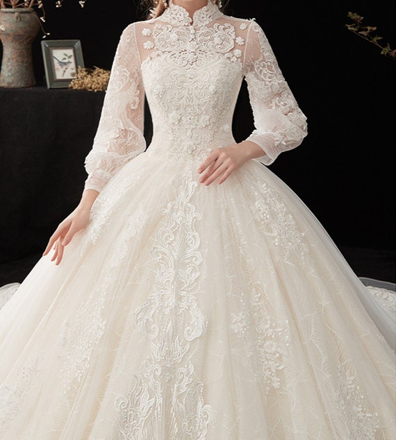 high neck bridal dress