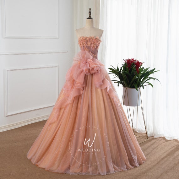 Ball Gown Wedding Dresses Off-the-shoulder Hand-Made Flower Pink Bridal Gown  JKW151 | Ball gowns wedding, Gown wedding dress, Gowns