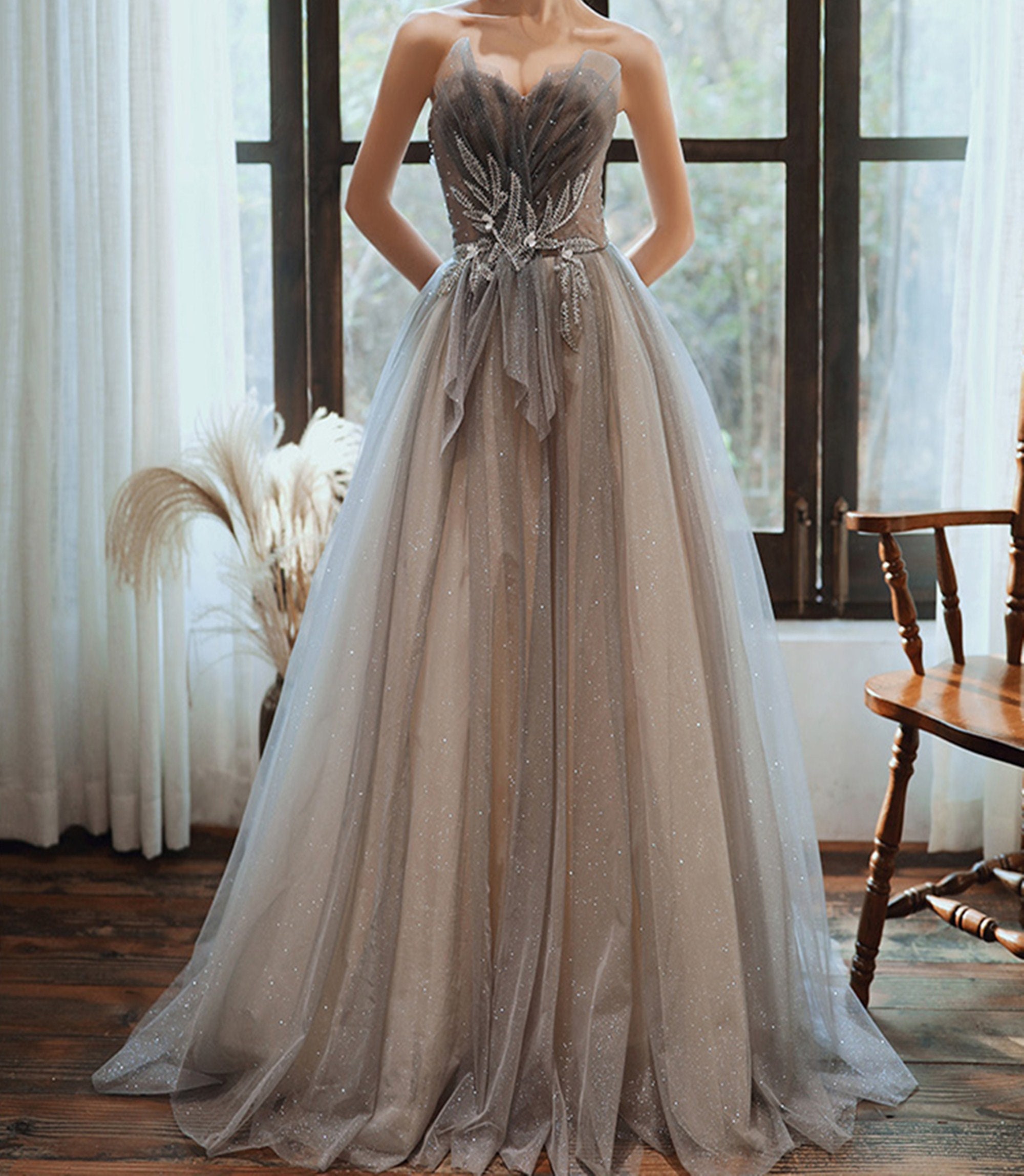 gray formal dress