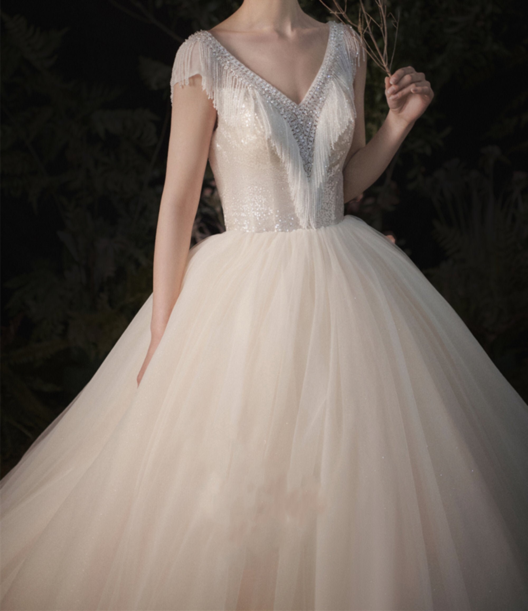 Luxury Beading Tassel Bridal Wedding Dress Vintage Champagne Etsy UK