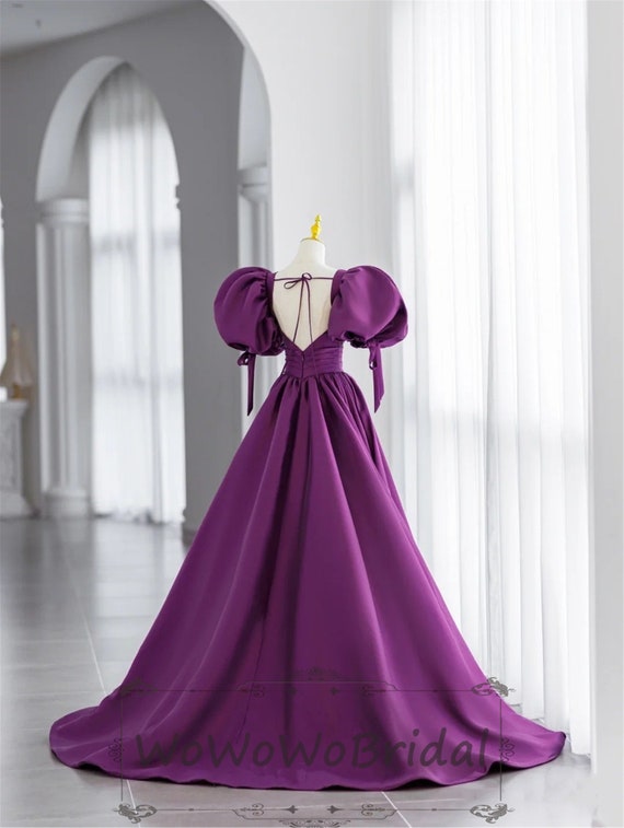 Gothic Purple and Black Strapless Wedding Dress CONSTANCE – ieie