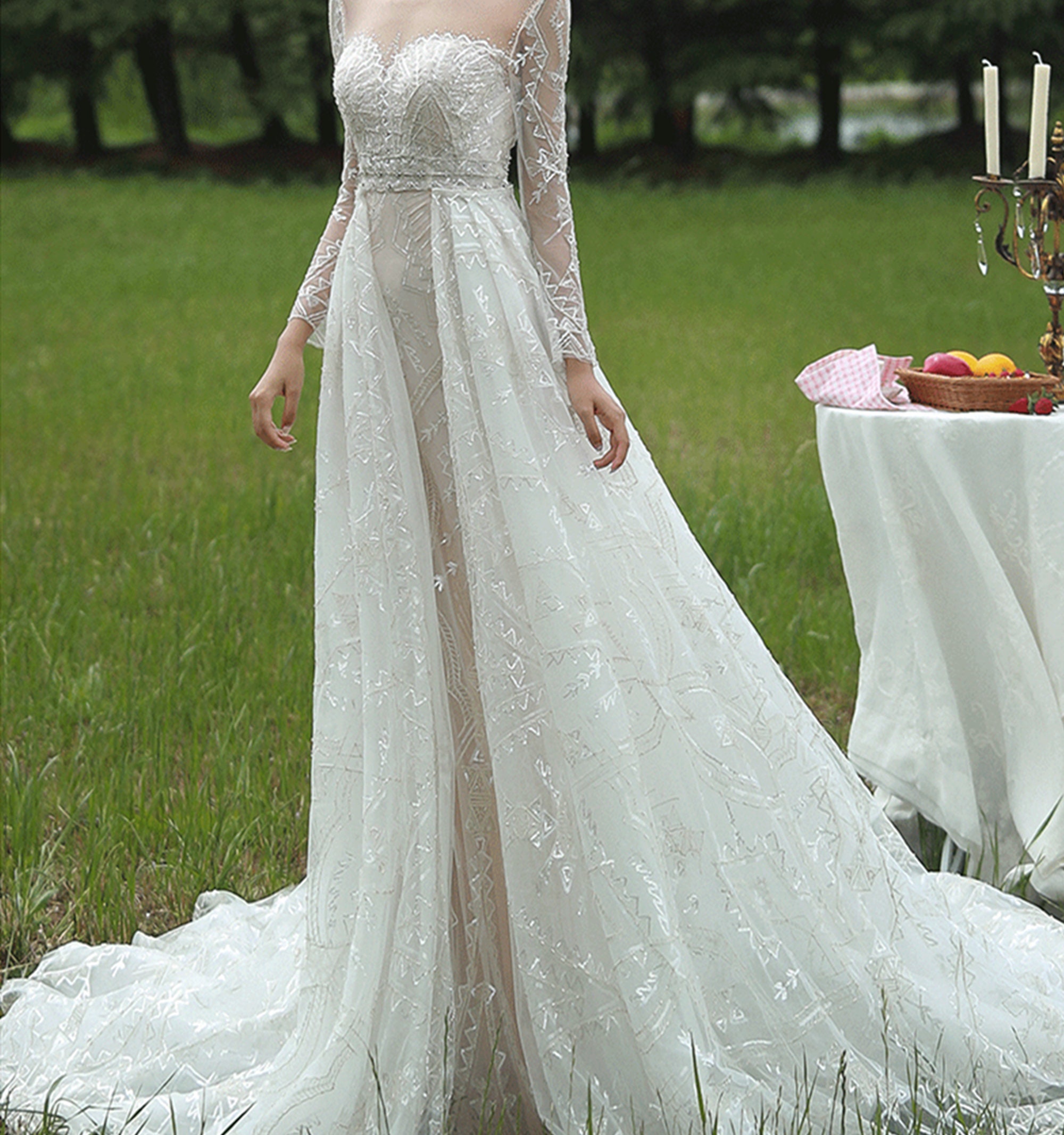 Detachable Train 80cm Bridal Wedding Dress Dreamy Starry Etsy