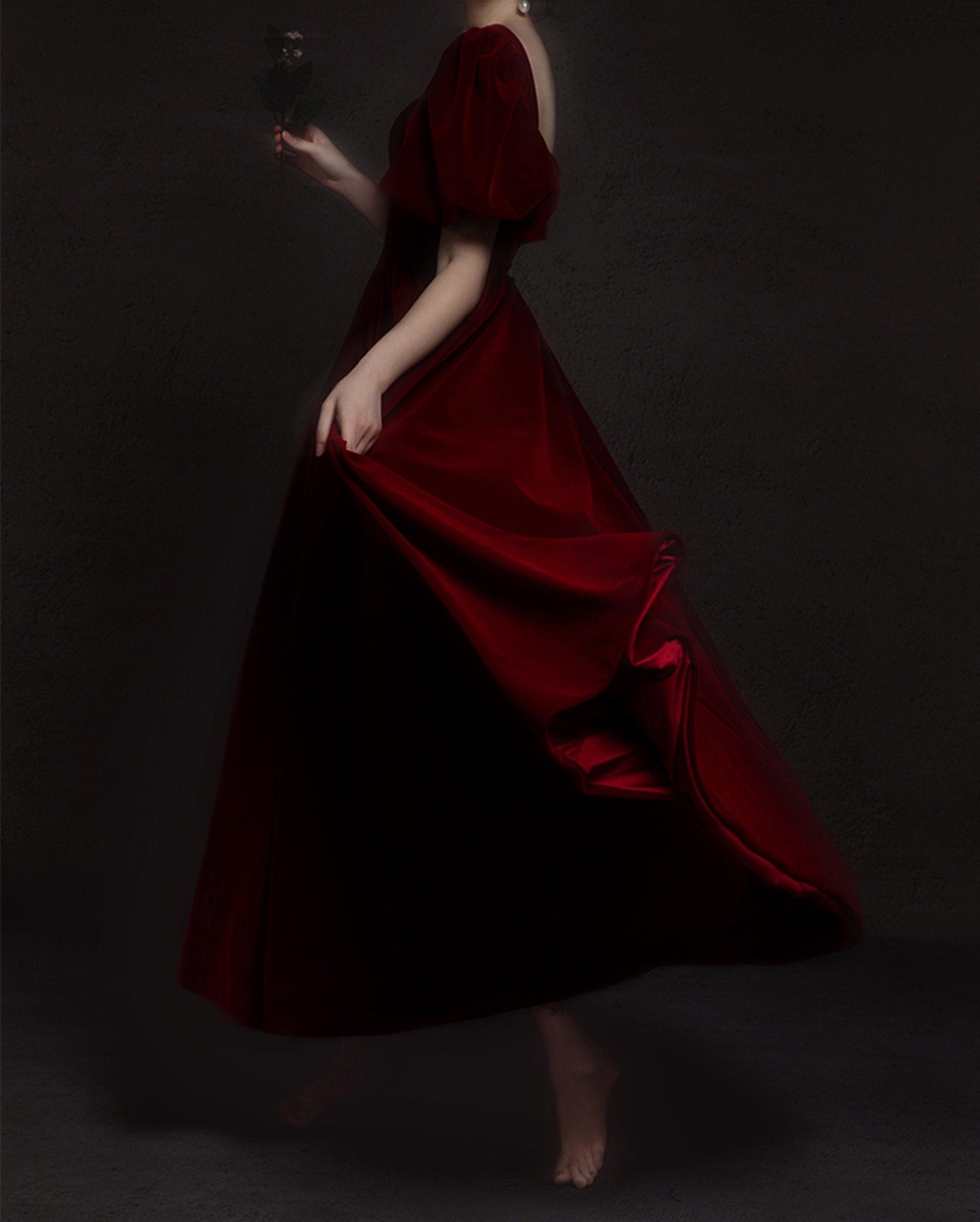 Vintage Wine Red Prom Dress V Neck Evening Dress Minimalist | Etsy