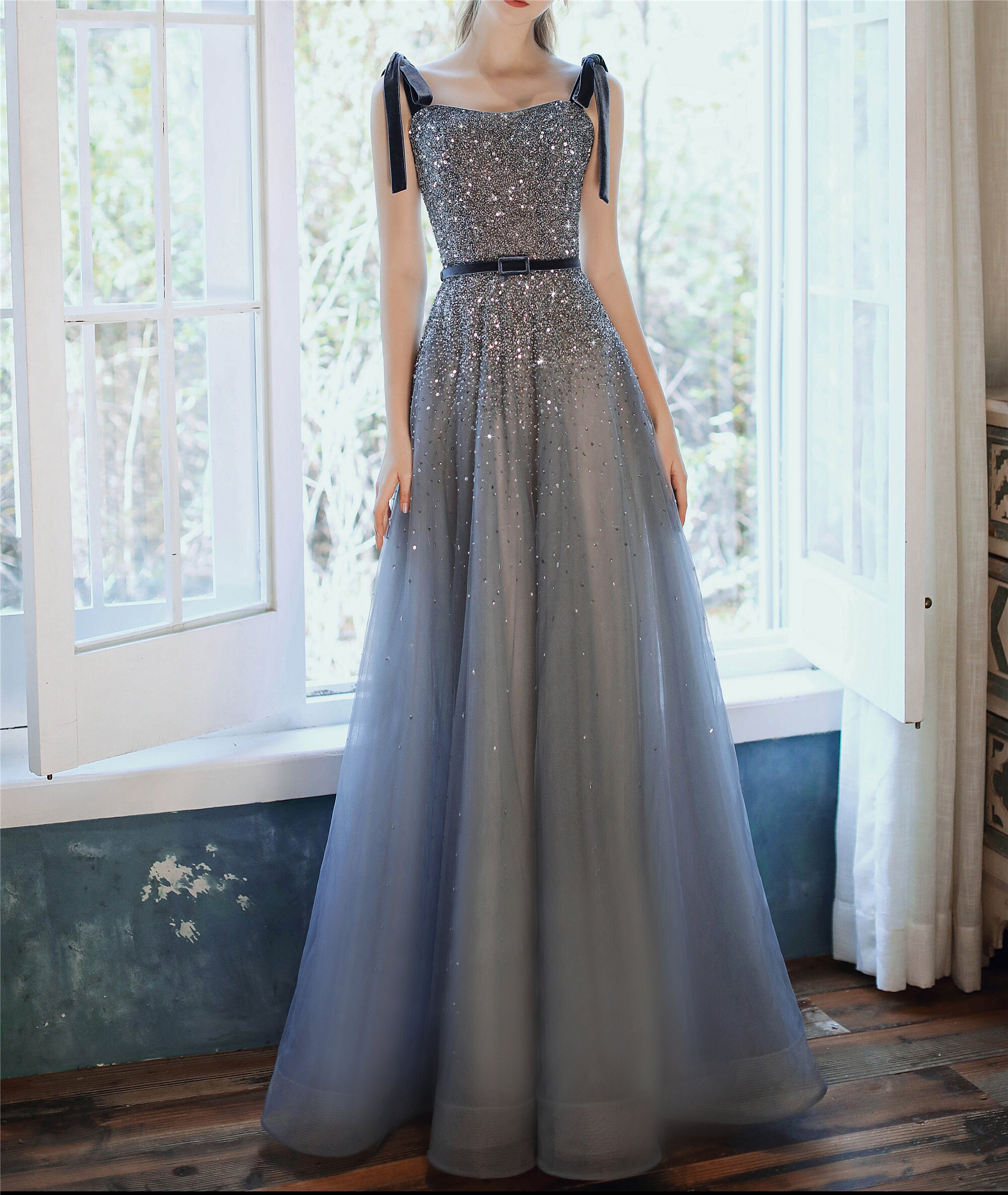 Blue Dreamy Prom Dress Starry Long Evening Dress Luxury | Etsy