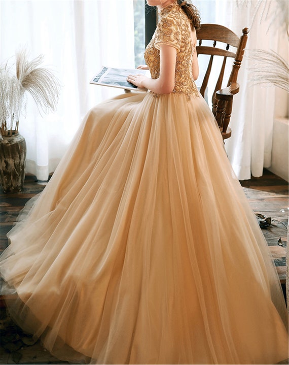 Hand Make Gold Elegant One Shoulder Aso Ebi Luxury Evening Dresses For  Wedding 2023 Hight Slit Mermaid Prom Dresses Elegant Gown - Evening Dresses  - AliExpress