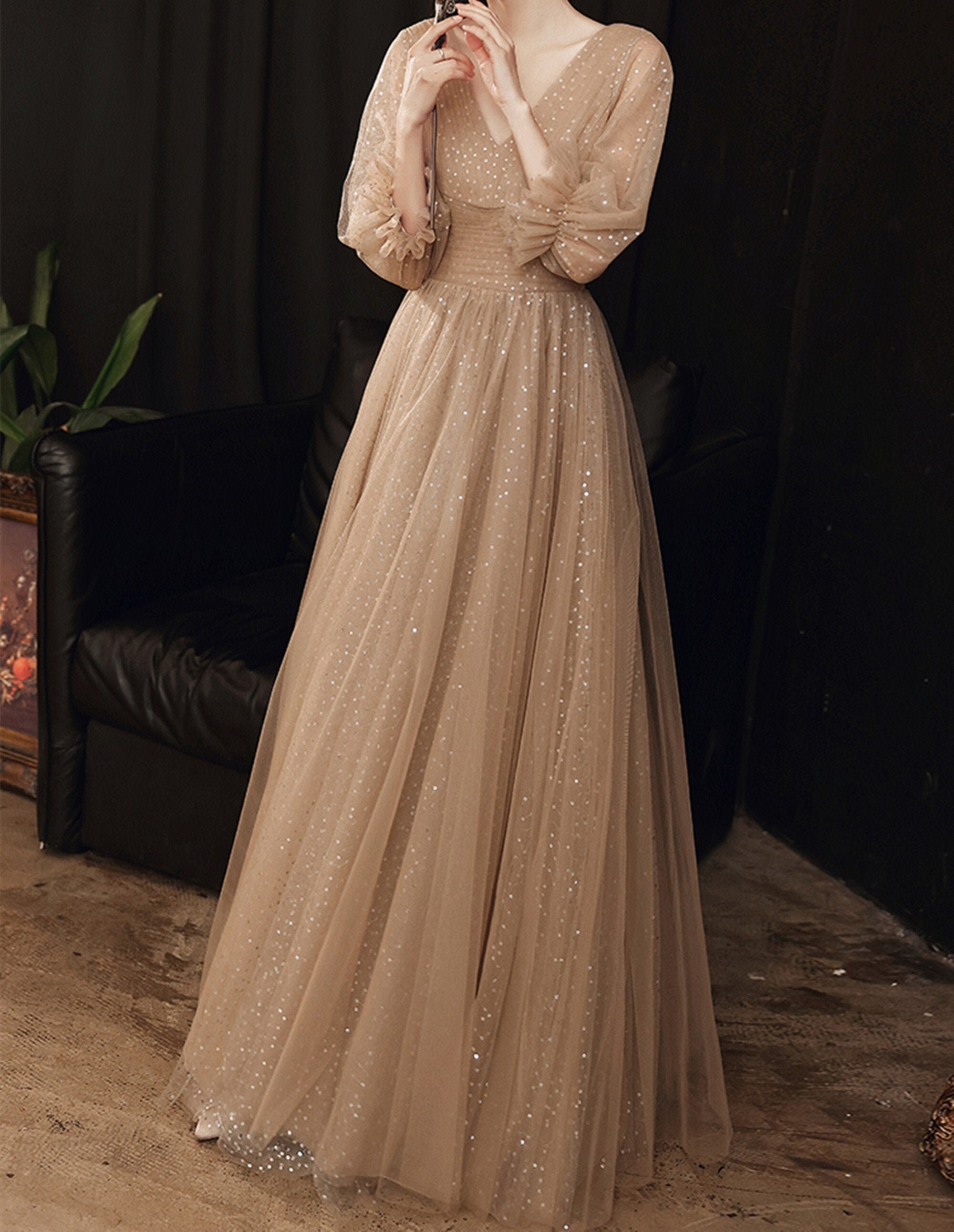Minimalist Prom Dress Champagne Evening 