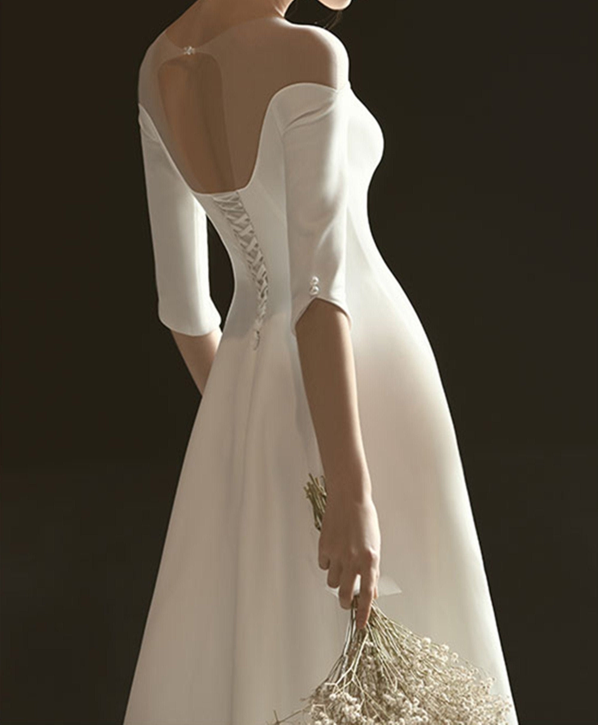 PearlBridal Appliques Long Sleeve Lace Hi-lo Bridesmaid Dresses Short Satin Evening Gowns for Women Formal PearlBridal Appliques Long Sleeve Lace Hi-lo Bridesmaid Dresses Short Satin Evening Gowns for Women Formal