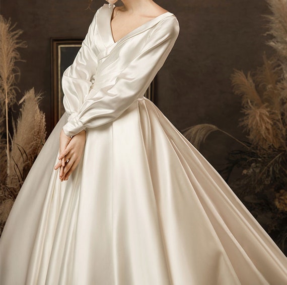 vintage satin wedding gown