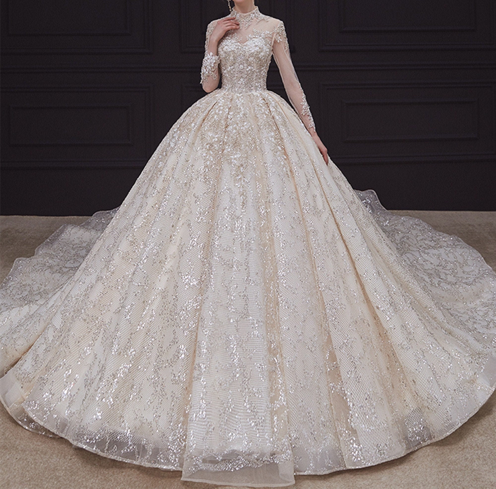 glitter wedding gown