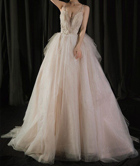 Sparkly Champagne Wedding Dress 