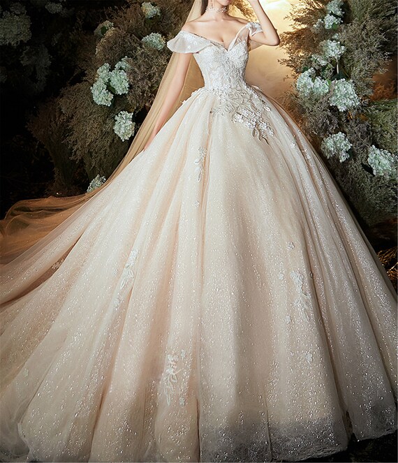 Glitter Vestido de novia De lujo Catedral Tren Vestido de | Etsy España