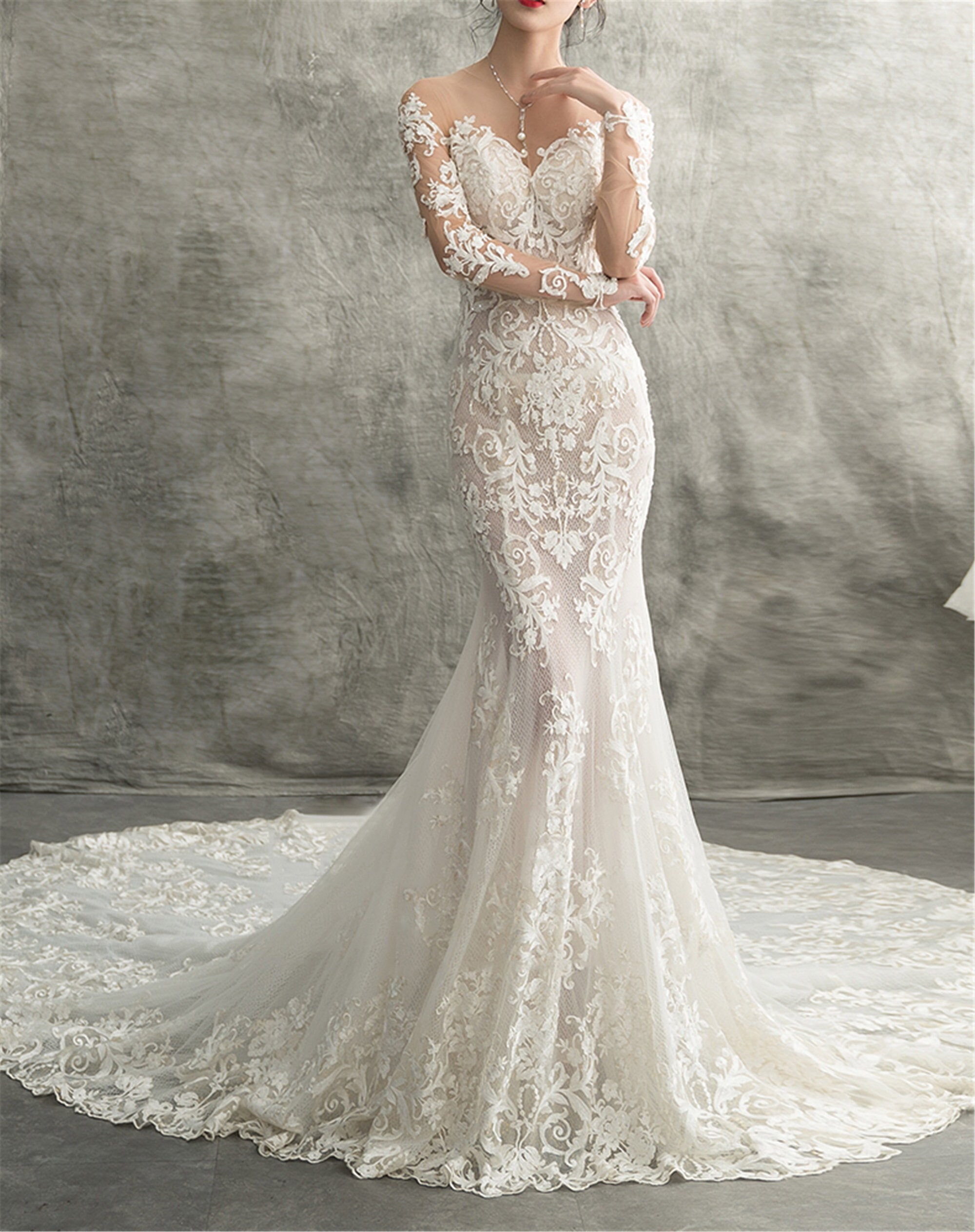 white lace wedding dress