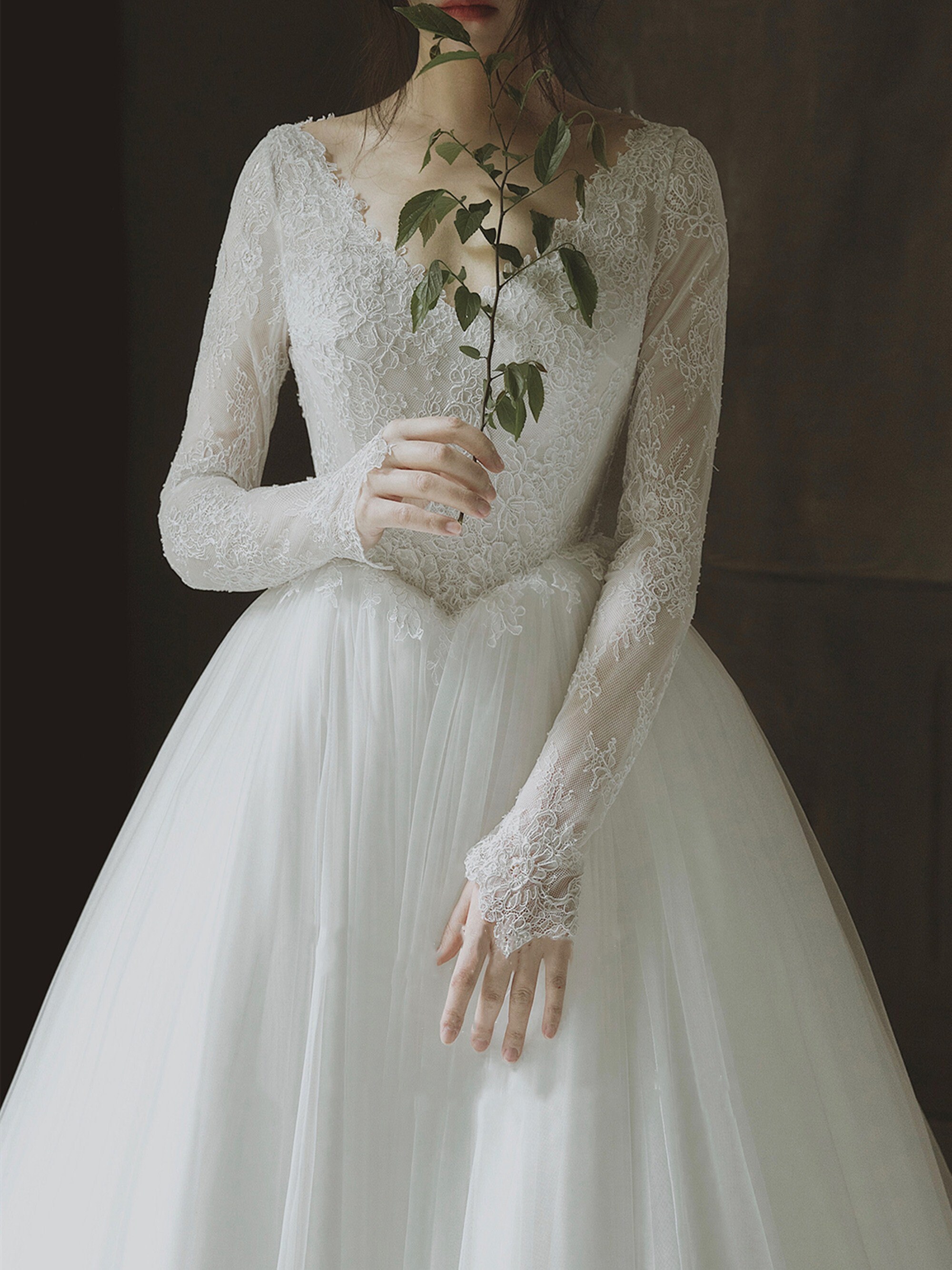 Crystal Beading Bridal Wedding Dress Ivory Lace Wedding Dress Etsy