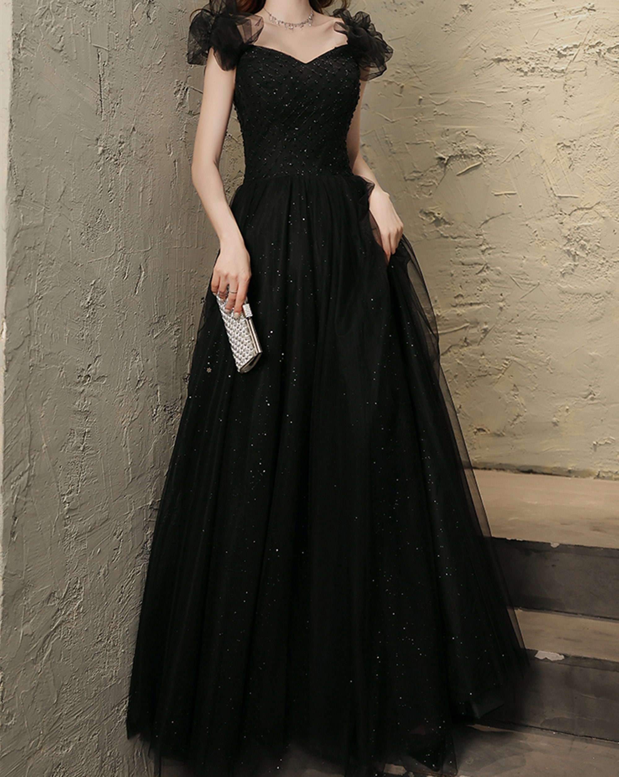 Black Starry Prom Dress Girl Sparkly Party Dress Sleeveless - Etsy