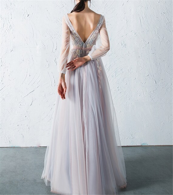 Flowy lace prom dresses sales