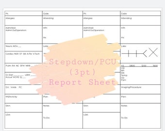 nursing report sheet cardiac Printable Stepdown/PCU (3 patients) Report Brainsheet Day Shift With Work List