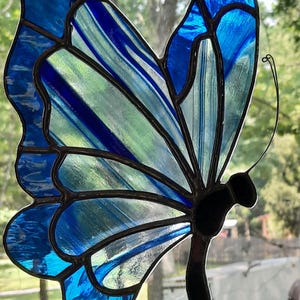 Stained glass blue butterfly