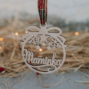 Custom Christmas baubles with name, CHRISTMAS gift tags, Laser cut wood snowflake decoration,  wood Christmas Decor