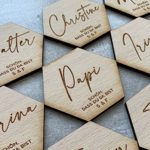 Hochzeit, Tischkarten, Gastnamen, Dekoration Hochzeitsholzdekor, Schriftzug, Gastgeschenk, Schriftzug Gold, Namensschild , Hochzeit