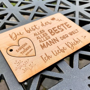 Wood Valentine's Day Postcard, Gift for him, Gift for her, Gift for best Man, Wood engraved Postcard, Valentines Day, Anniversary Card image 4