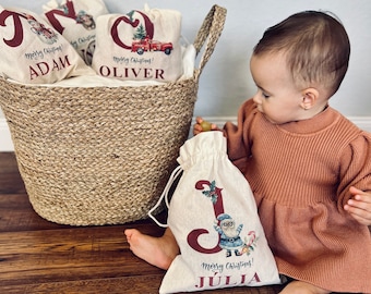 Santa bag, Christmas bag personalized with name, Santa gift, Custom Name & Initial Christmas Sack, Santa Claus gift, Nikolaussackerl