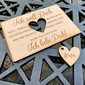 Wood Valentine's Day Postcard, Gift for him, Gift for her, Gift for best Man, Wood engraved Postcard, Valentines Day, Anniversary Card image 1