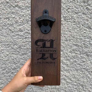 Wall Beer Opener, Wall Bottle Opener, Gift For Man, Father’s Day, Groomsman Gift, Wedding Gift, Personalized fathers day gift