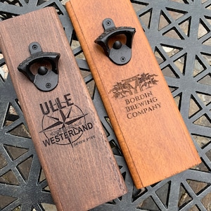 Wall Beer Opener with custom logo, Wall Bottle Opener, Gift for man, Father’s Day, Groomsman Gift, Man Cave, Wedding Gift