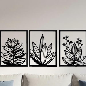 Leaf Wall Art Set of 3, Handcrafted Wood Decor, Boho Chic Leaf Decor, Set of 3 Wood Wall Art, Natural Wood Leaf Art