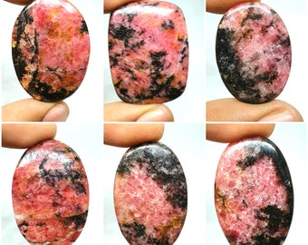 Genuine Rhodonite Gemstone Wt- 44 cts Rhodonite Cabochon Smmoth Cab Loose Gemstone. Rhodonite Pear Cabochon Size 34x20x6 mm