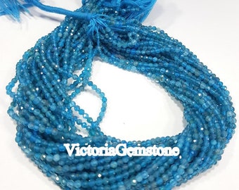 AAA Neon Apatite Faceted Roundelle 2mm Bead, Faceted Gemstone Beads, Micro Faceted Beads, Natural Apatite Beads, 13 Inch Strand