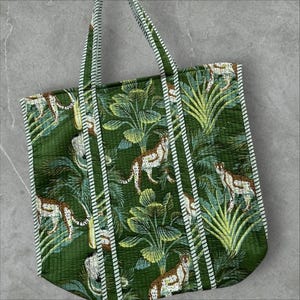 Indian Tote Bags Quilted Handmade Cotton Block Printed Large Shoulder Shopping Bag Women, Floral Cotton Ethnic Handmade Tote Bags.