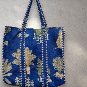 Indian Tote Bags Quilted Handmade Cotton Block Printed Large Shoulder Shopping Bag Women, Floral Cotton Ethnic Handmade Tote Bags.