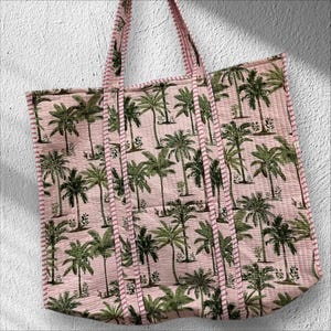 Indian Tote Bags Quilted Handmade Cotton Block Printed Large Shoulder Shopping Bag Women, Floral Cotton Ethnic Handmade Tote Bags.