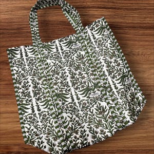 Indian Tote Bags Quilted Handmade Cotton Block Printed Large Shoulder Shopping Bag Women, Floral Cotton Ethnic Handmade Tote Bags.