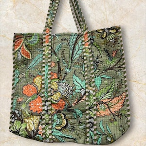 Beautiful Handmade Tote Bag, Indian Making Quilted Tote Bags, Eco Friendly Shopper Bags, Vintage Shoulder Bag, Women&#39;s Carry Bag