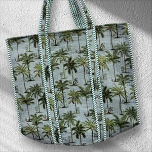 Indian Tote Bags Quilted Handmade Cotton Block Printed Large Shoulder Shopping Bag Women, Floral Cotton Ethnic Handmade Tote Bags.