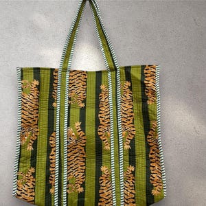 Indian Tote Bags Quilted Handmade Cotton Block Printed Large Shoulder Shopping Bag Women, Floral Cotton Ethnic Handmade Tote Bags.