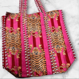 Indian Tote Bags Quilted Handmade Cotton Block Printed Large Shoulder Shopping Bag Women, Floral Cotton Ethnic Handmade Tote Bags.