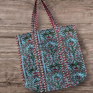 Tree Print Quilted Tote Bag, Indian Making Quilted Tote Bags, Eco Friendly Shopper Bags, Vintage Shoulder Bag, Women&#39;s Carry Bag