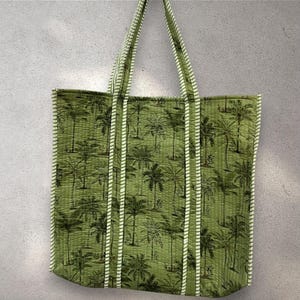 Indian Tote Bags Quilted Handmade Cotton Block Printed Large Shoulder Shopping Bag Women, Floral Cotton Ethnic Handmade Tote Bags.